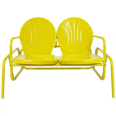 Northlight 47-Inch Outdoor Retro Tulip Double Glider Chair Yellow • $210.49