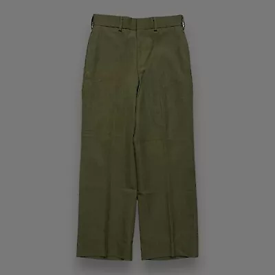 Vtg Military Pants Mens Casual Fit Wool Blend Gabardine 28x28 Army Green • $30