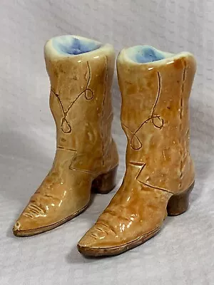 Vintage Ceramic Cowboy Boot Salt & Pepper Shakers • $12