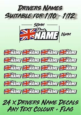 24 X RC Personalised Name Stickers 1/10 Buggy Touring Car Tamiya 50x16mm Decals • £7.98