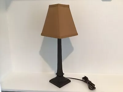 Bronze Metal Table Lamp With Shade 23-1/2  Tall With 5” Square Base • $12.99