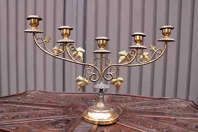 Antique Brass Religious Altar Candle Holder • $140