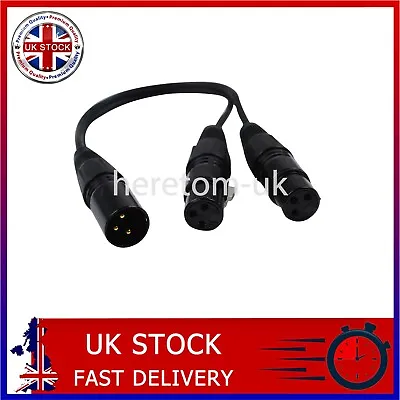 3-Pin XLR Male Plug To Dual 2 Female Jack Mic DJ Cable Y Splitter Adaptor New • £7.34