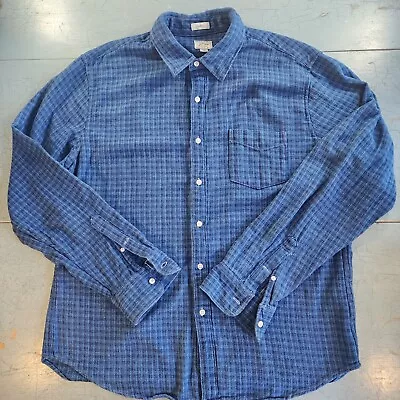 J Crew Shirt Mens XL Blue Check Long Sleeve Button Up Flannel Casual Preppy • $18