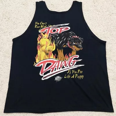 Vintage 90s Top Dawg Hip-Hop Skate Rottweiler Graphic Tank Top Shirt Black. Sz L • $24.99