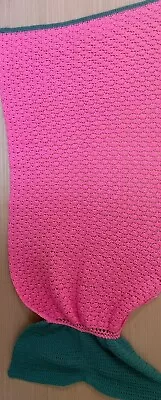 Mermaid Tail Blanket  Knitted Hand Crocheted  New Pink/green Girl Toddler Adult • £34.46