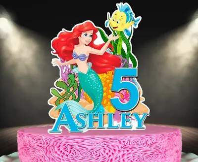 Disney Princess Ariel Little Mermaid Cake Topper Personalized Cake Topper • $10.99