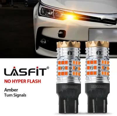 Amber 7443 Canbus LED Front Turn Signal Bulb Error Free For Ford F-150 2015-2018 • $45.99