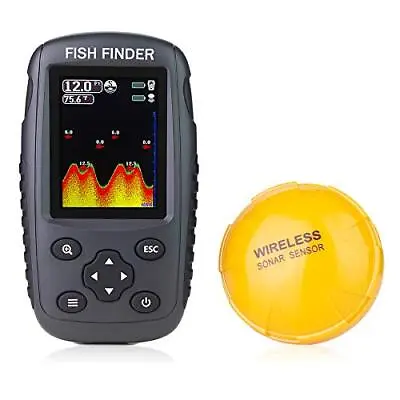  Portable Rechargeable Fish Finder Wireless Sonar Sensor Fishfinder Depth Black • $123