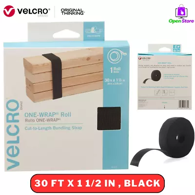 Black Reusable Self-Gripping Hook & Loop Roll Tape 30 Ft X 1 1/2 In Velcro Brand • $35.63