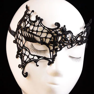 Sexy Black Lace Venetian Mask Masquerade Ball Prom Halloween Costume Fancy Dress • $3.99