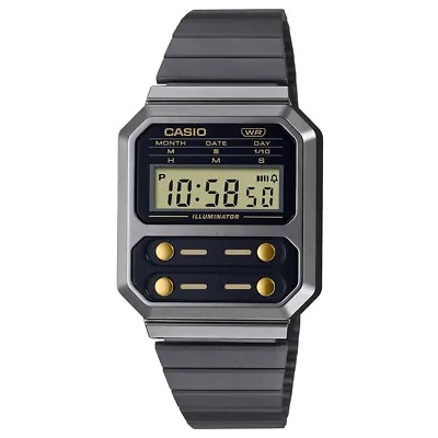 Casio Vintage A100 Grey Gold Retro Digital Classic Watch A100WEGG-1A2  RRP $179 • $107.10