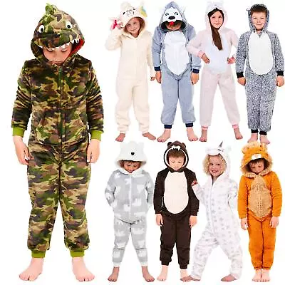 Hooded 1Onesie Pyjamas Animal Novelty Soft Coral Fleece 3D All In One Sleepsuit • £9.99