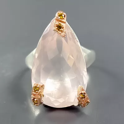 Unique Jewelry 18 Ct+ Rose Quartz Ring 925 Sterling Silver Size 8.5 /R343552 • £15.83