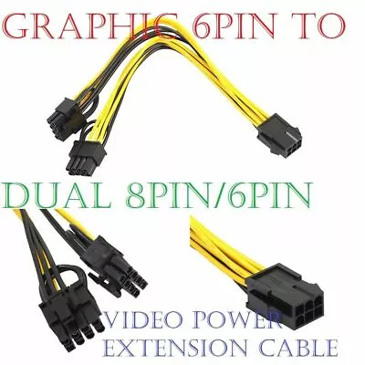 £3.45 • Buy PCI-E GPU 6-pin To Dual 6+2-pin(6-pin/8-pin) Power Splitter Cable PCI Express
