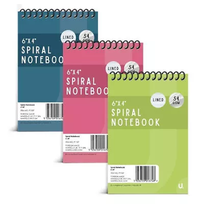 Single Notebook U.®Stationery Spiral Notebook 6 X4   Colour Asst 1 • £4.99
