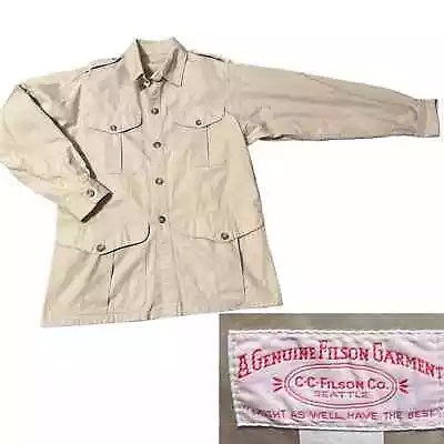 Vintage Filson Seattle Khaki Cotton Safari Jacket USA Made / Men’s XL * • $107.60