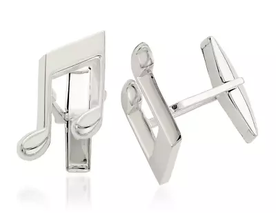 Charming Music Note Design In Real 935 Argentium Silver Men's Cufflinks • $230