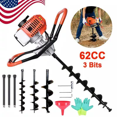 62CC 2.8HP Gas Powered Post Hole Digger W. 3  5  8  Earth Auger Digging Engine • $149.99