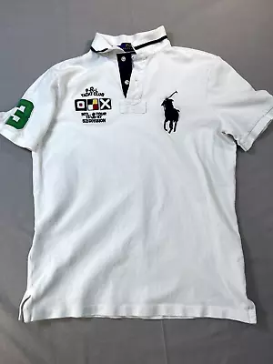 Ralph Lauren Polo Shirt Woman S/P White Big Pony Yacht Club Crest Rugby 3 • $15.99