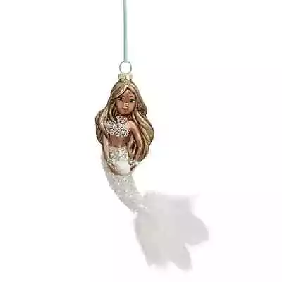 Mermaid Glass Christmas Ornament St Nicholas Square Coastal Nautical Beach NEW • $13.49