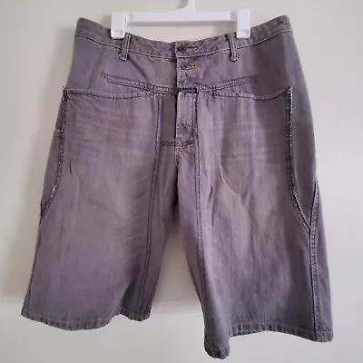 VTG MARITHE FRANCOIS GIRBAUD Mens Jean Shorts Y2K Cargo Size 36 Baggy • $44.95