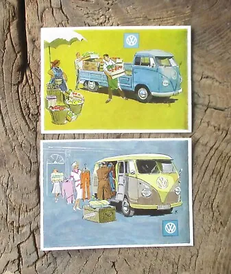 $25 • Buy Vintage Set Of Two VW Volkswagen Postcards. Collectible