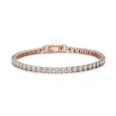 £12.99 • Buy Rose Gold Plated 3mm Tennis Bracelet Created With Zircondia® Crystals