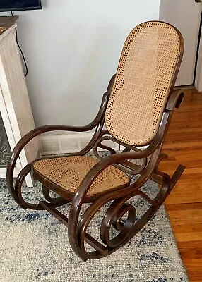 Vintage Thonet Style Bentwood Cane Rocker Wicker Rattan Rocking Chair Adult • $225