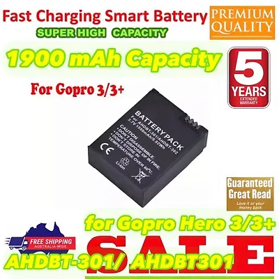 $16.77 • Buy GCMCO 1900mAh Battery For Gopro HD HERO3/3 Go Pro AHDBT-201/AHDBT-301/AHDBT-302