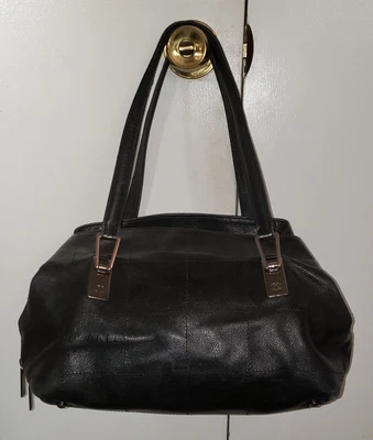 $599.99 • Buy Chanel Authentic Vintage Black Leather Bowler Bowling Handbag Tote Bag Purse