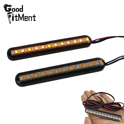 Motorcycle 24 LED Turn Signals Tail Lights Strip Bar Indicator Amber/Red 12V 8cm • $10.44