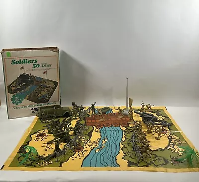 Marx Toys 50 Piece Playset WW2 (Not Fully Complete) In Box With Map • $89