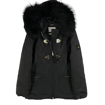 La Martina Black Woman Outdoor Twill Hooded Parka Jacket Coat Size 2 / S • $89.07