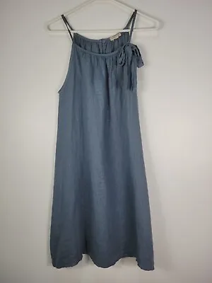 Marisa & Marie Womens Steel Blue Shift Dress Sz Medium Linen Sleeveless 1907 • $14.40