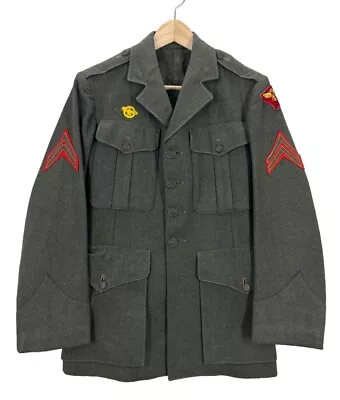 Vintage 1943 USMC 1st Marine Aircraft Wing Gabardine Jacket X-Small WW2 Named • $79.99