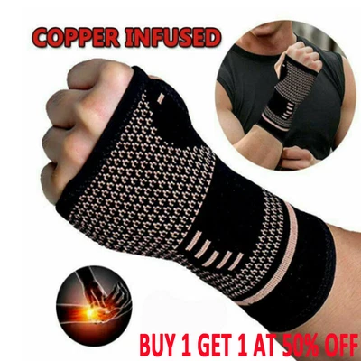 £4.45 • Buy Copper Wrist Hand Brace Support For Carpal Tunnel Splint Strap Sprain Arthritis.