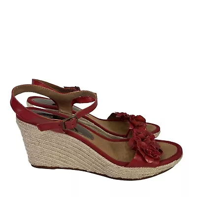 Baretraps Women's Red Leather Rope Wrapped Wedge Sandals - 11 M • $16.47