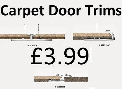 Carpet Metal Trims - Door Bars Strips - Threshold Plates - Gold Or Silver • £4.99