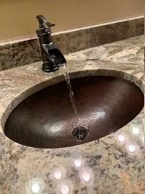 19  Large Oval Undermount Copper Bathroom Sink With Daisy Drain To Match • $179.95