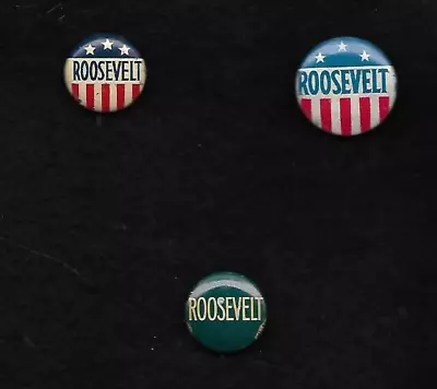 3 Original FDR Franklin Roosevelt Campaign Issued Litho Buttons: 2 Stars/stripes • $9.99