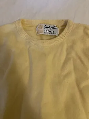 $60.99 • Buy Vintage 1970s Pringle Of Scotland Yellow 100% Cashmere Sweater Round-Neck