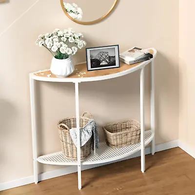 SAYGOER Half Moon Console Table With Storage Narrow Entryway Table With Metal • £62.82