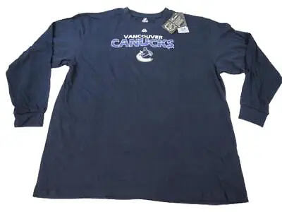 New Vancouver Canucks Mens Sizes 3XL-4XL-5XL-6XL Blue Majestic Long Sleeve Shirt • $10.91