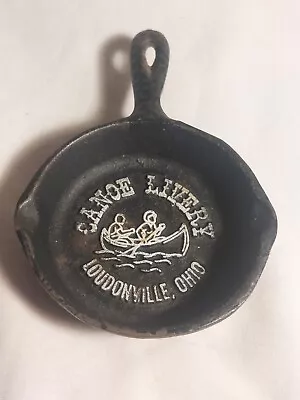 Vintage Mini Cast Iron Advertising Skillet Canoe Livery Loudonville Ohio • $455