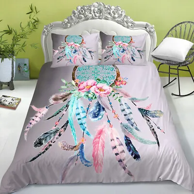 £32.39 • Buy Hot Floral Dreamcatcher Print Fashion Duvet Cover Bedding Set