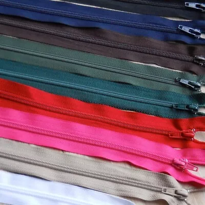 ZIPS NYLON OPEN ENDED ZIP     25 CM To 86 CM  Black White Red Blue Green... • £2.59