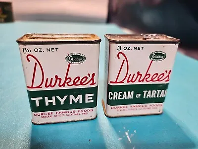 Vintage Durkee's Spice Tins THYME  Cream Of Tartar • $13.95