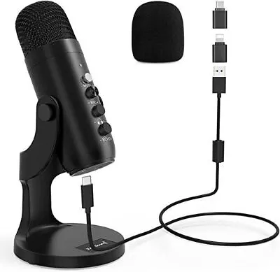 Zealsound USB Microphone Condenser PC Mic W/Lightning Adapter For IPhone • £38.99