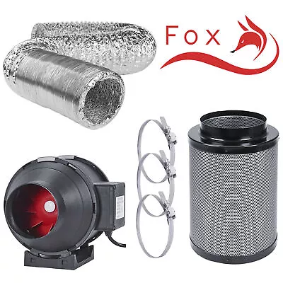 Hydroponics Twin Speed Fan Fox Carbon Filter Kit Set Ducting 4  5  6  8  10  • £65